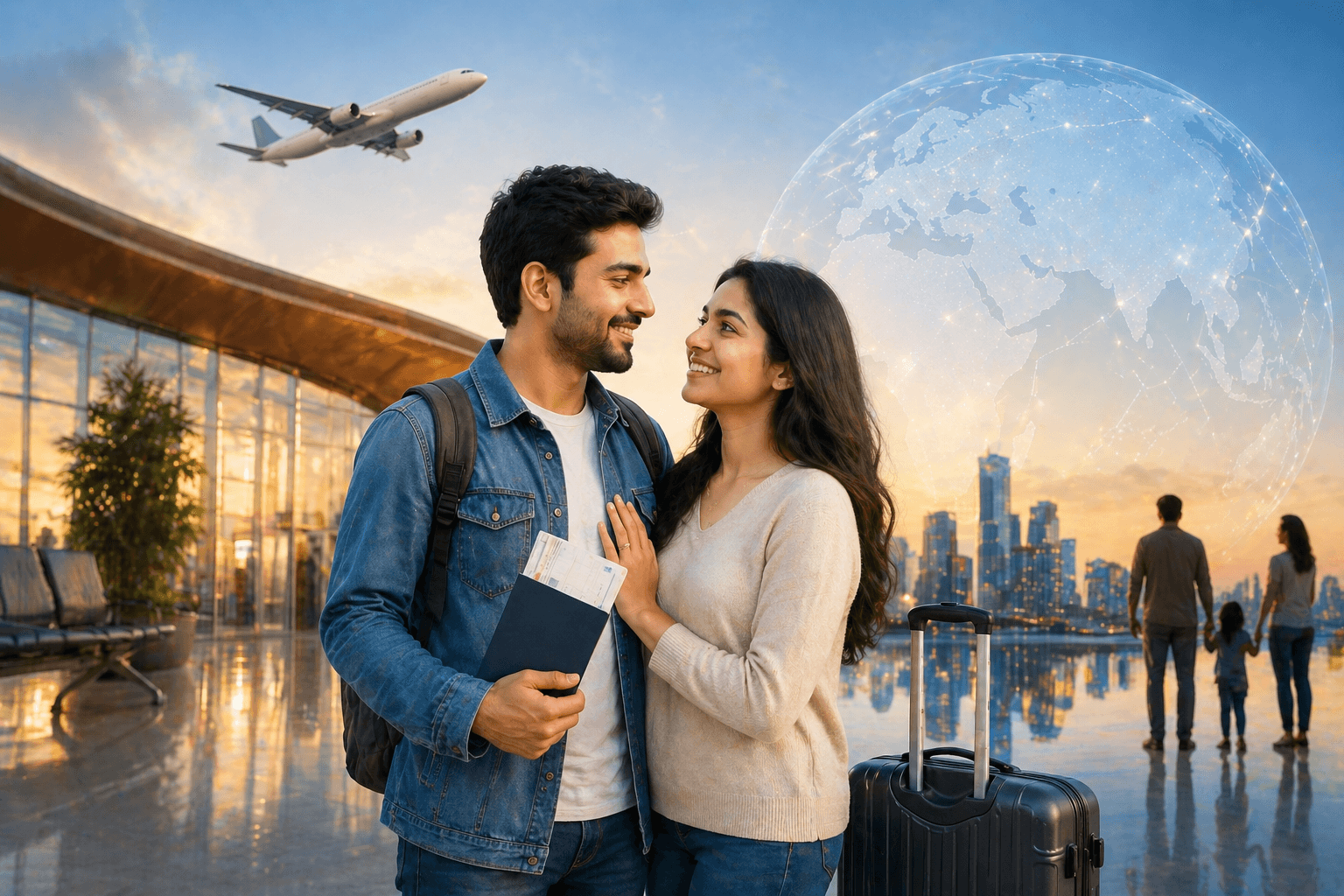 Family reunion at airport